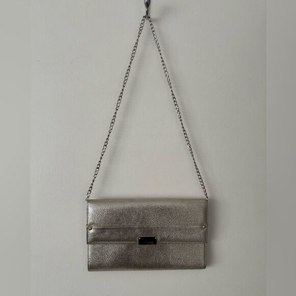 Jimmy Choo Reese Silver Metallic Clutch - Picture 7 of 8